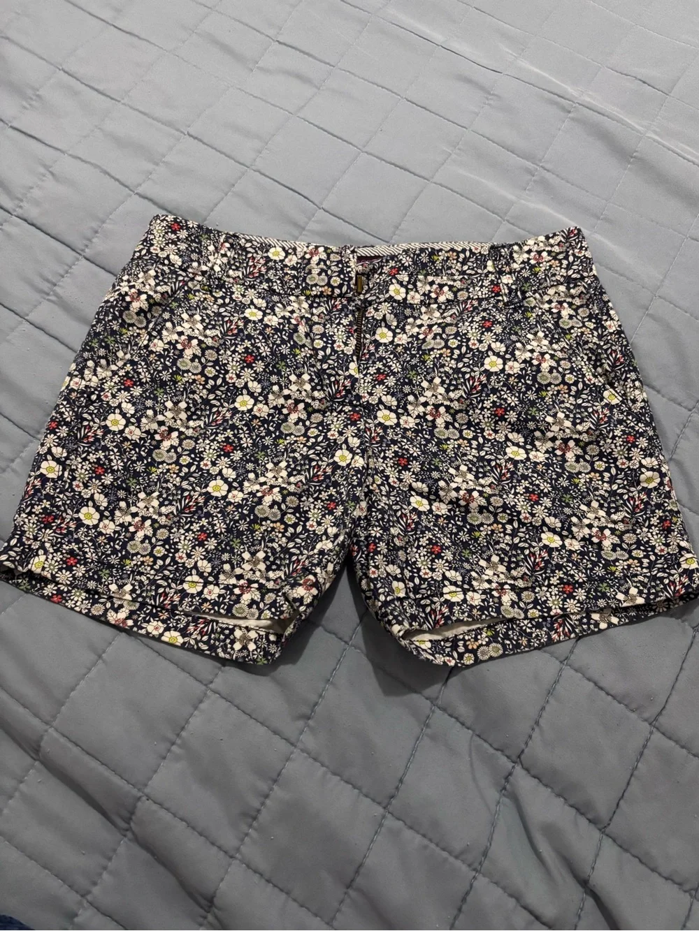 J. Crew Navy Floral Print Flat-Front Shorts
